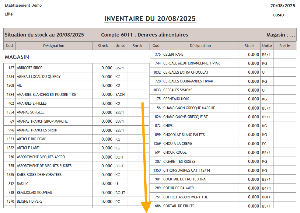 Initialisation de stock – Ianord